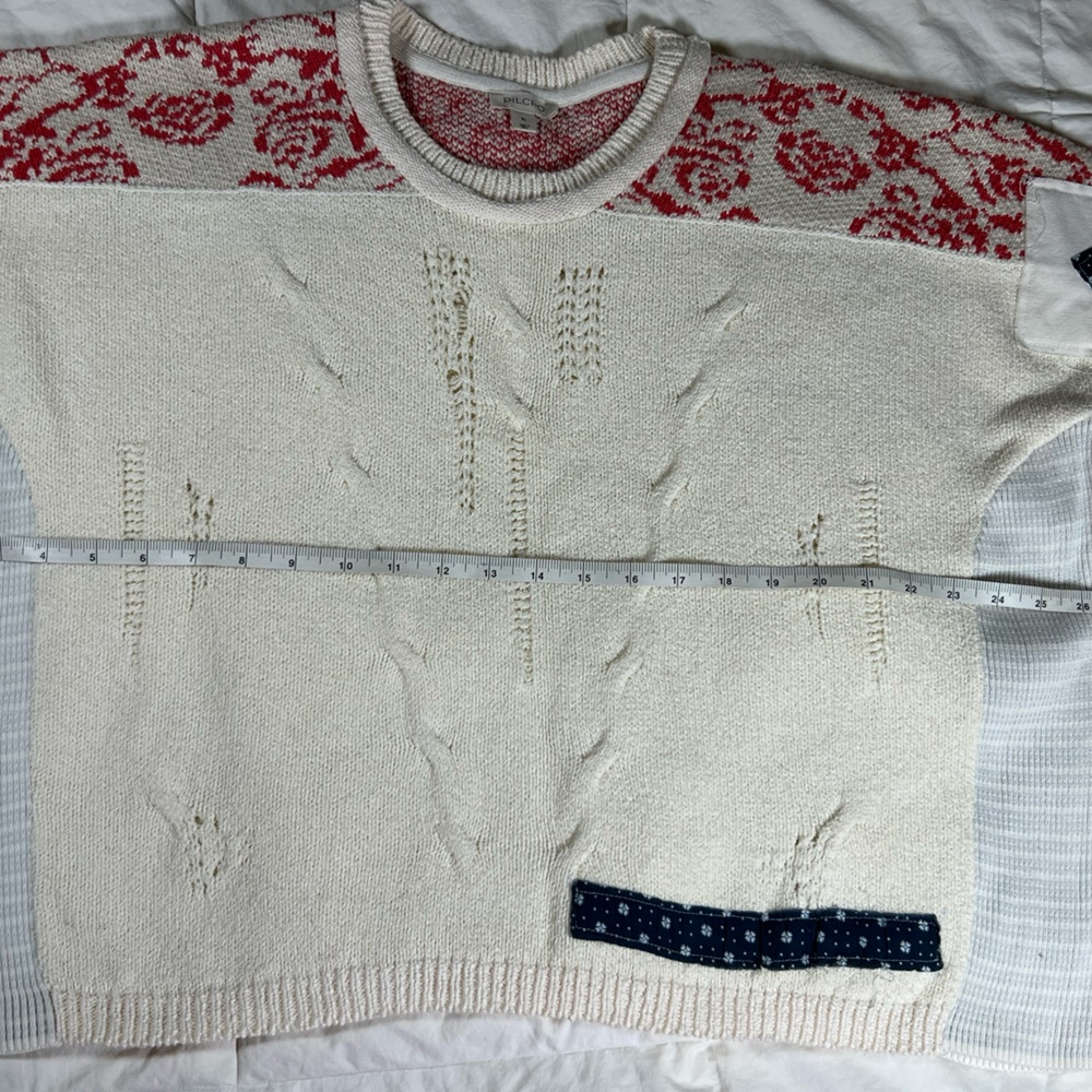 NWOT Anthropologie Pilcro Crew Neck Patch Sweater - Picture 8 of 9